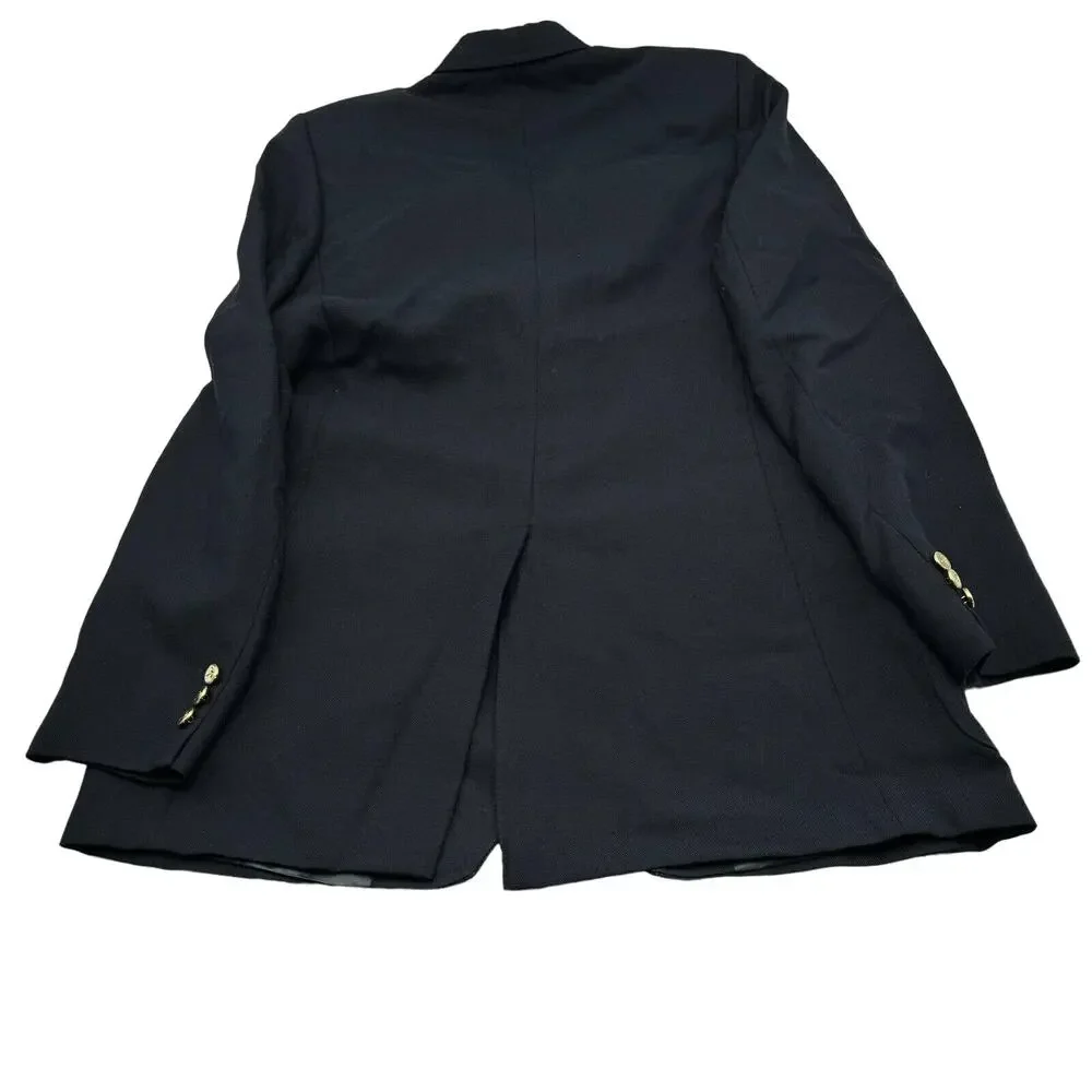 Vintage Arnie 42 XL‎ Wool Sport Coat Jacket Black Blazer Gold Umbrella Buttons